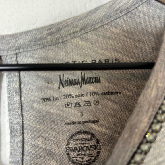 MAJESTIC PARIS FOR NEIMAN MARCUS GREY LONG SLEEVE SIZE 3 OR MEDIUM WITH CRYSTALS - Picture 4 of 5